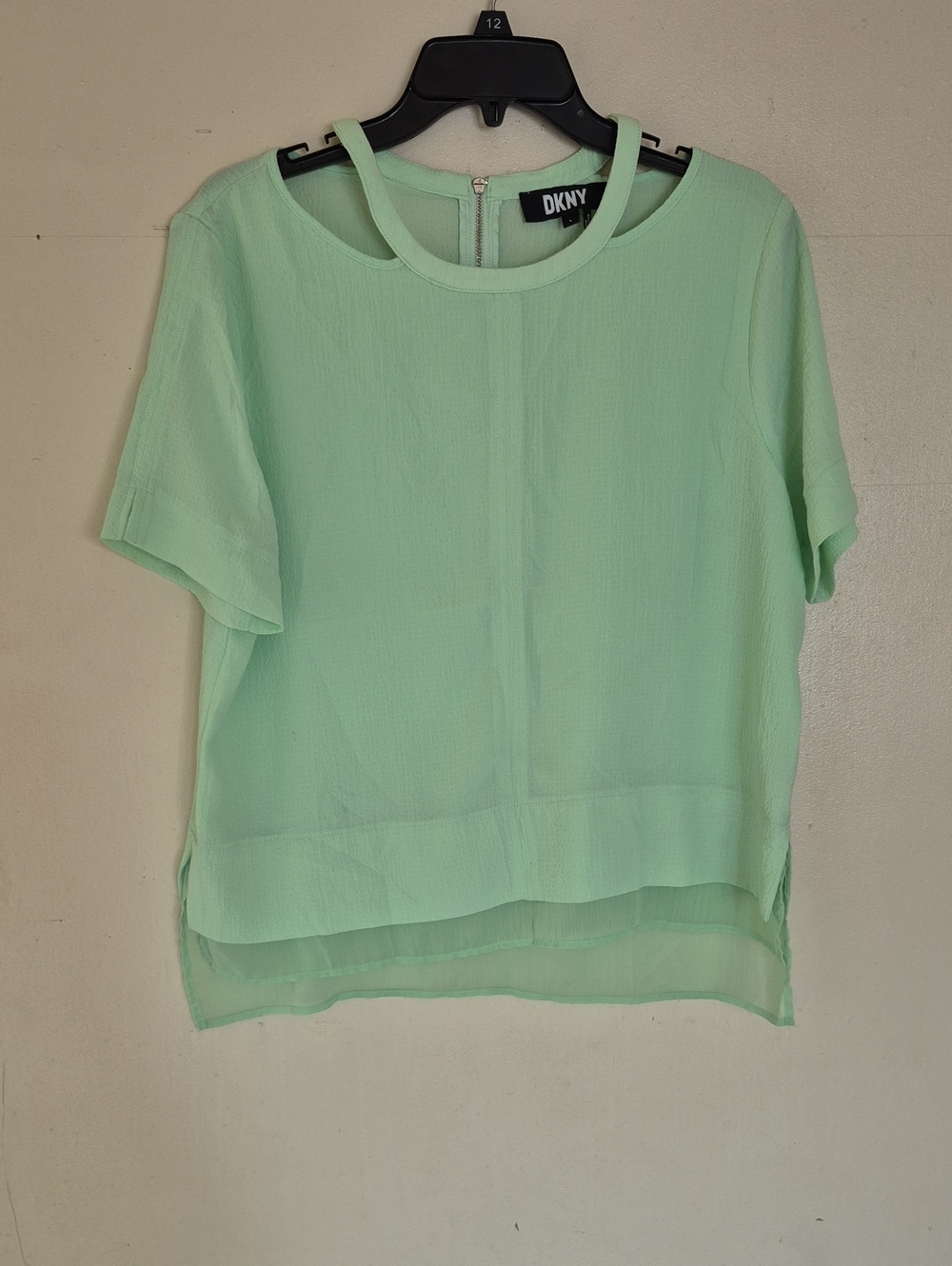 DKNY Mint Green Layered Short Sleeve Blouse